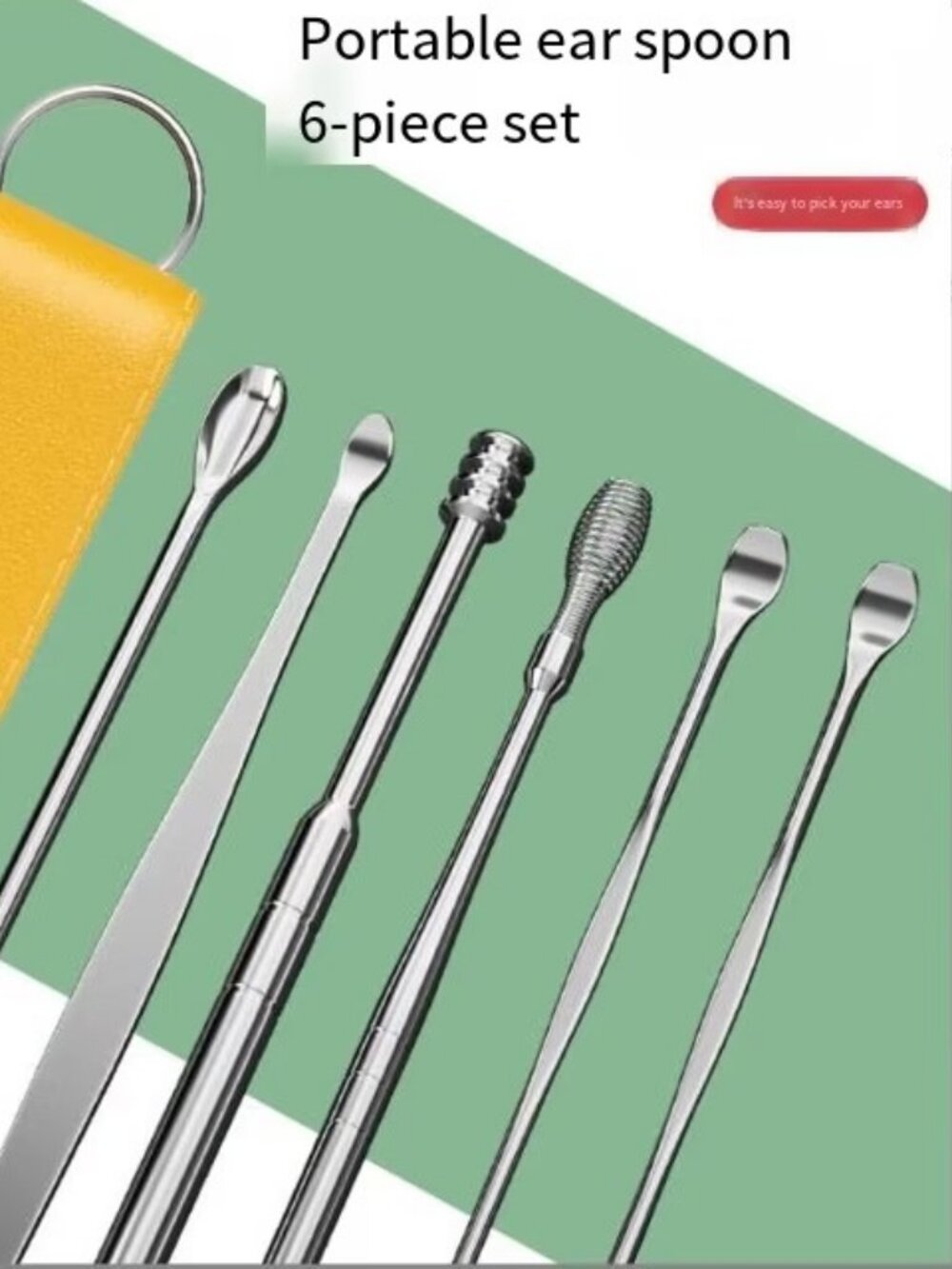 New Stainless Steel 360° Spiral Earwax Cleaner Tool Set with PU Leather Case